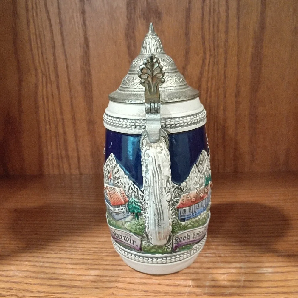 Vintage German Beer Stein/Mug w/Pewter Lid 9